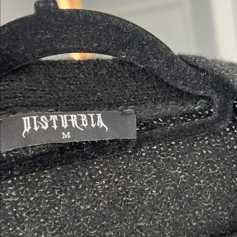 DISTURBIA Dawsonia Embroidered Knit Button Down Crop Cardigan Black M - Picture 7 of 8